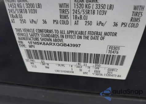 2016 Ford Explorer Police Interceptor from USA, damaged, VIN 1FM5K8ARXGGB43997